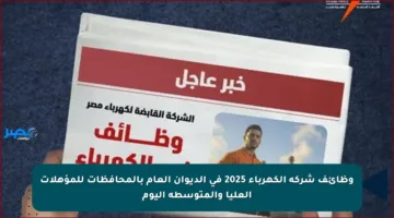 وظائف شركة الكهرباء 2025 في الديوان العام بالمحافظات للمؤهلات العليا والمتوسطة اليوم